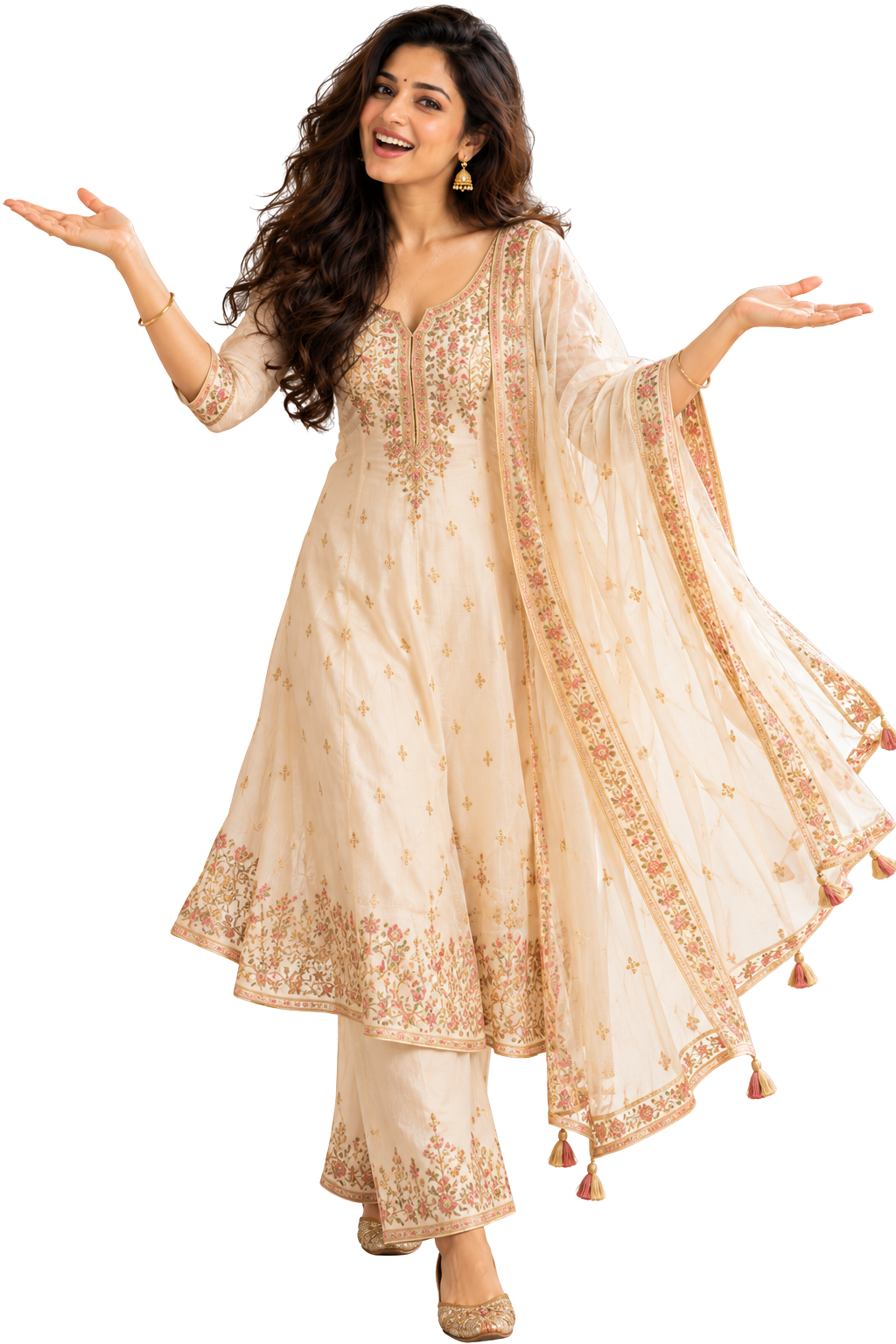 Lihaaf brand ambassador in an ivory anarkali